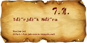 Törjék Nóra névjegykártya